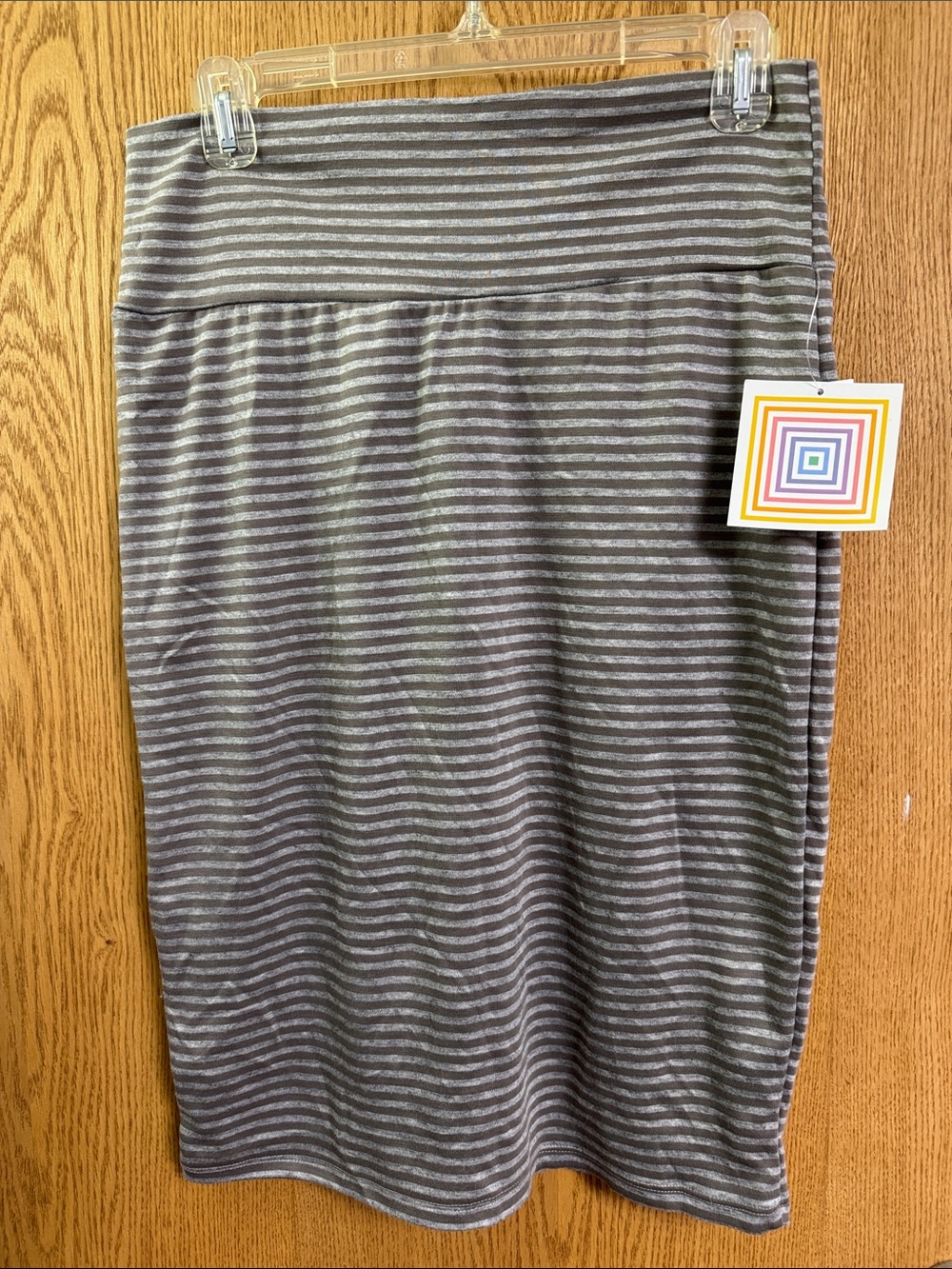 LuLaRoe Brown & Light Gray Striped Pencil Skirt